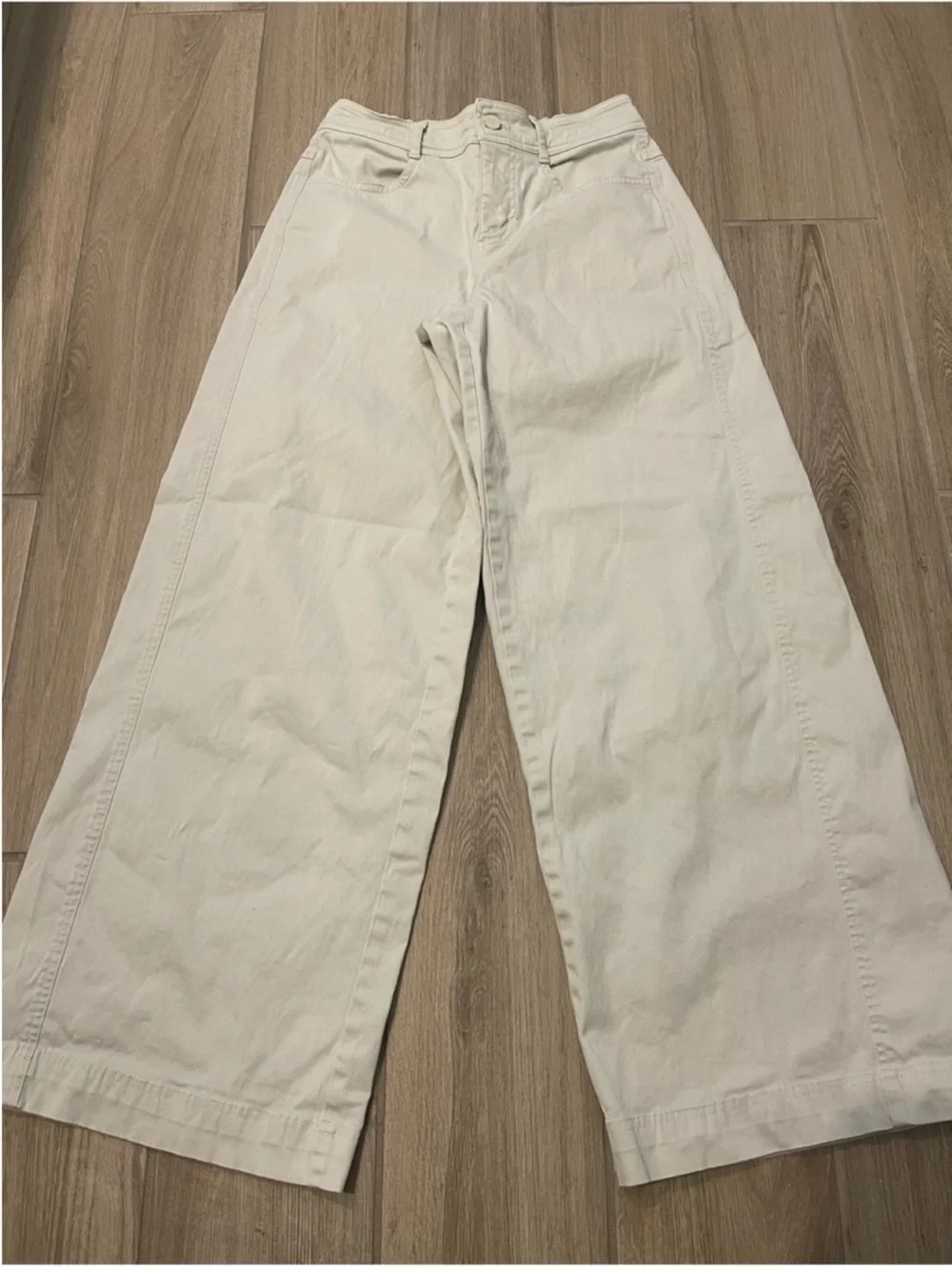 Alo Yoga Low Rise Wanderlust Wide Leg Trousers Oat Milk Tan Sz XS 2-4 W54154R